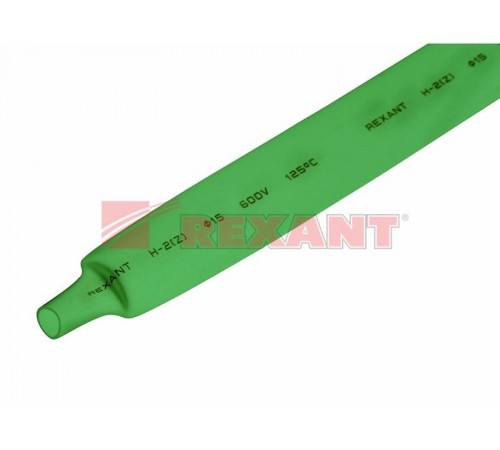 Термоусадочная трубка 15,0/7,5 мм, зеленая, упаковка 50 шт. по 1 м  21-5003  REXANT