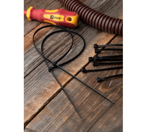 Хомут P6.6 стандартный (ч), 3.6x250 (100шт) FlexLock PROxima  plc-fl-ctsb-3.6x250  EKF