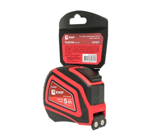 Рулетка измерительная РС-10 (5 м х 25 мм) Autostop Магнит EKF Expert  rs-10-5-25-quad  EKF