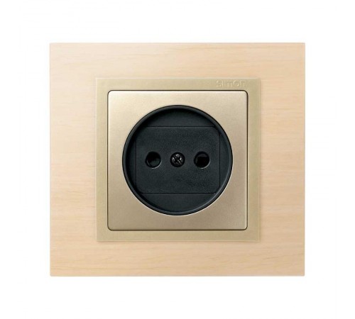 Simon 82 Накладка на розетку двухполюсную 2Р б/з, с защитными шторками, S82, S82N, шампань-графит  82040-34  Simon