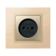 Simon 82 Накладка на розетку двухполюсную 2Р б/з, с защитными шторками, S82, S82N, шампань-графит  82040-34  Simon