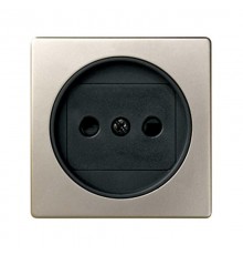 Simon 82 Накладка на розетку двухполюсную 2Р б/з, с защитными шторками, S82, S82N, шампань-графит  82040-34  Simon