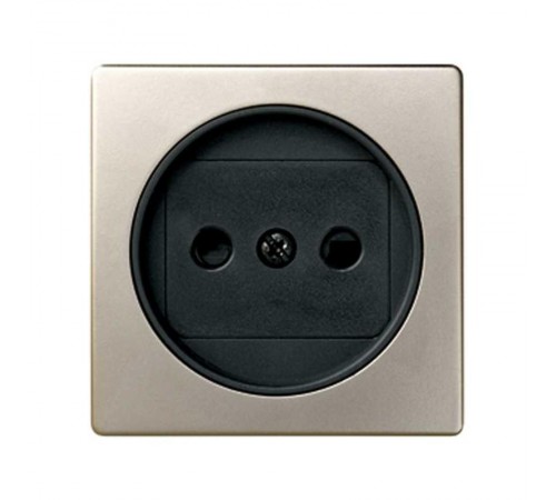 Simon 82 Накладка на розетку двухполюсную 2Р б/з, с защитными шторками, S82, S82N, шампань-графит  82040-34  Simon