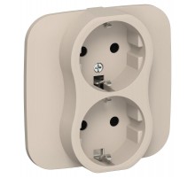 FLITE Розетка 2-ая с заземлением без шторок 16А РС12-0-А-ФлЛ льняной  FI-R21A-16-K88  IEK