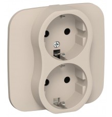 FLITE Розетка 2-ая с заземлением без шторок 16А РС12-0-А-ФлЛ льняной  FI-R21A-16-K88  IEK
