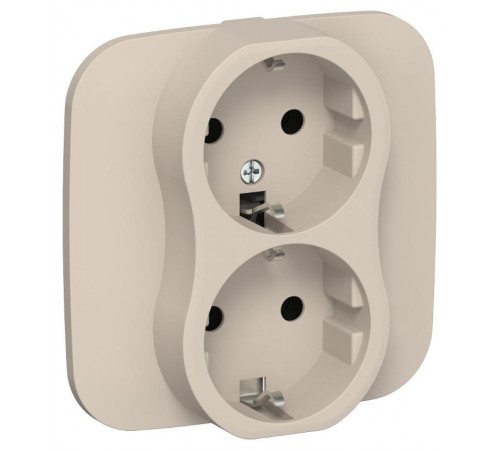 FLITE Розетка 2-ая с заземлением без шторок 16А РС12-0-А-ФлЛ льняной  FI-R21A-16-K88  IEK