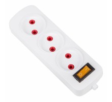 Колодка 3 гнезда с кнопкой без заземления "Эконом"  11-8713  PROconnect