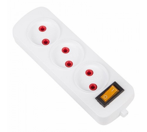 Колодка 3 гнезда с кнопкой без заземления "Эконом"  11-8713  PROconnect