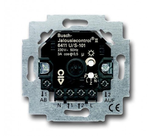Мех. электронного выключателя жалюзи Busch-Jalousiecontrol, с возможностью подключения датчиков, 3А при cos?=0.5  6410-0-0380   2CKA006410A0380  AB