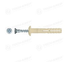 Дюбель-гвоздь 6L40 гриб.манжета (нейлон) (150 шт) - ведро ( 0,606 кг)  101331  Tech-KREP