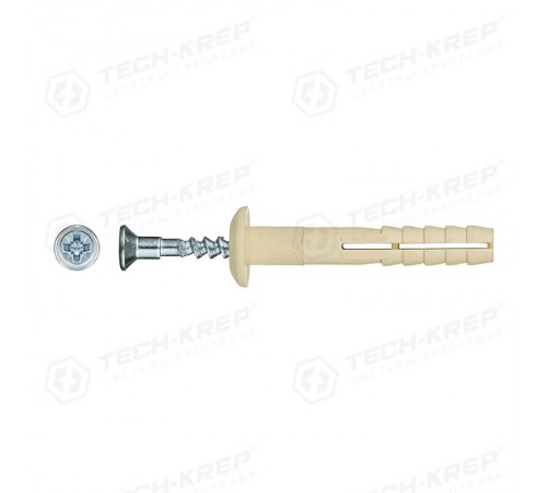 Дюбель-гвоздь 6L40 гриб.манжета (нейлон) (150 шт) - ведро ( 0,606 кг)  101331  Tech-KREP