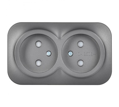 GLORY Розетка 2-местная без з/к с з/ш о/у 10А РСш22-2-ХСм ст м.  ERH23-K46M-10  IEK