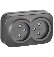 GLORY Розетка 2-местная без з/к с з/ш о/у 10А РСш22-2-ХСм ст м.  ERH23-K46M-10  IEK