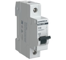Выключатель автоматический  однополюсный ВА47-29М 1P 8А 4,5кА D MVA21-1-008-D-G GENERICA