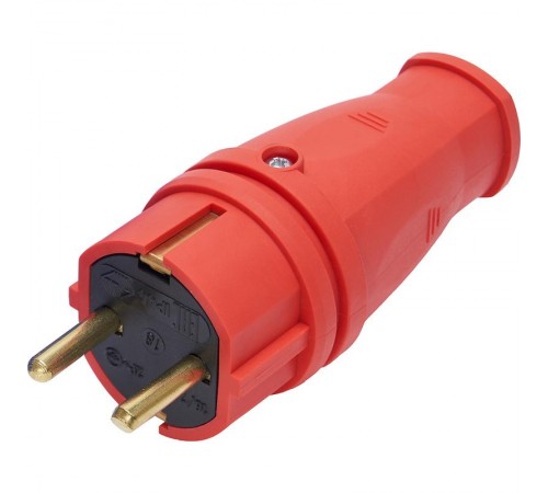 RPG16-21-441 Вилка прямая с/з, каучук 250В, 16A, IP44, серия Одри (В 16-001), красный  39160  STEKKER