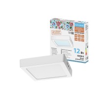 Светильник светодиодный накладной "Даунлайт НАРОДНЫЙ" квадрат СПО (белый) алюминий 12Вт 6500К  SQ0329-4205  TDM