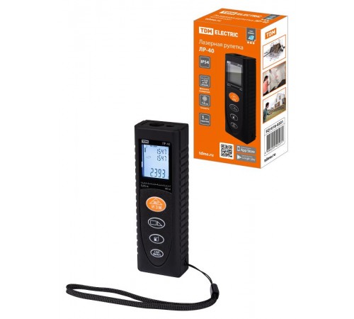 Лазерная рулетка ЛР-40, дальность 40 м, точность 2 мм, подсветка, IP54, 2хAAA, "Алмаз"  SQ1018-0201  TDM