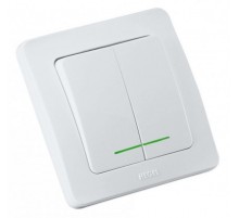 Выключатель скрытой установки, двухклавишный, с индикацией, цвет белый  ВС16-352  HEGEL