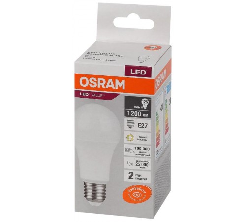 Лампа светодиодная LED Value CL- A 15W/830 230V E27 10X1  4058075579095  OSRAM