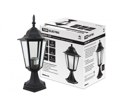 Светильник садово-парковый ЛБУ 6060-04Р 60Вт ЛН/КЛЛ/LED E27 IP33 шестигранник, стойка  SQ0330-3003  TDM