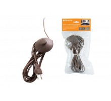 Шнур с ножным выключателем и плоской вилкой ШУН01В ШВВП 2х0,75мм2 3,5м. коричневый "ЭКО"  SQ1305-0066  TDM