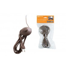 Шнур с ножным выключателем и плоской вилкой ШУН01В ШВВП 2х0,75мм2 3,5м. коричневый "ЭКО"  SQ1305-0066  TDM
