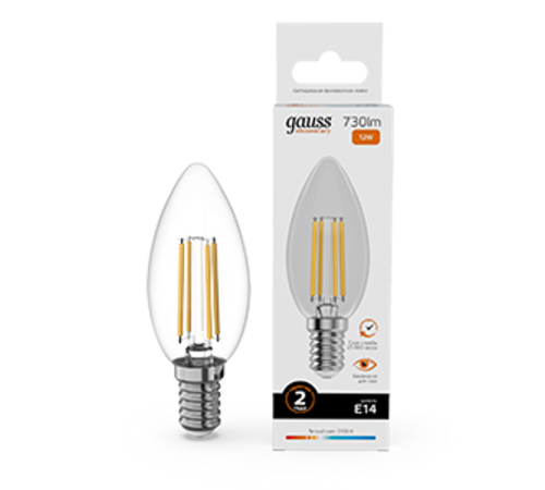 Лампа светодиодная   Filament Elementary Свеча 12W 730lm 2700К Е14 LED 1/10/100  32112  Gauss