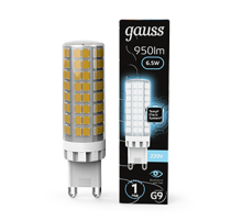 Лампа светодиодная G9 AC185-265V 6,5W 770lm 4100K керамика LED 1/10/200  107309206  Gauss