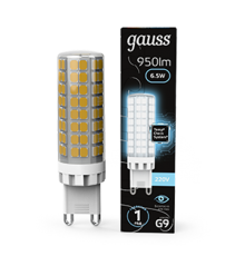 Лампа светодиодная G9 AC185-265V 6,5W 770lm 4100K керамика LED 1/10/200  107309206  Gauss