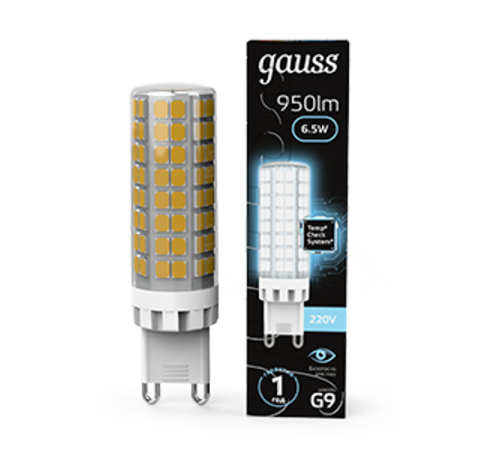 Лампа светодиодная G9 AC185-265V 6,5W 770lm 4100K керамика LED 1/10/200  107309206  Gauss