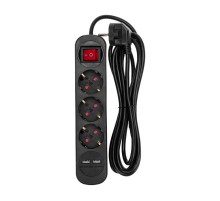 Удлинитель STANDARD 3 гнезда, 3м, 3х1,0мм, с/з, с выключателем, 2 USB, черный  13-4022  REXANT