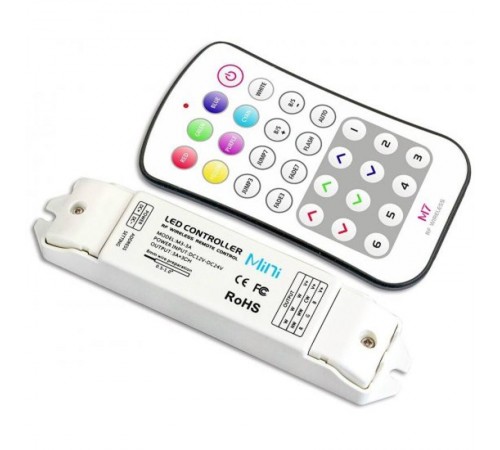 Контроллер для светодиодной ленты RGB 12-24 V IP20 135x30x20 мм c пультом, радиус 45 м (LTECH)  M7+M3-3A  VARTON