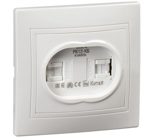 КВАРТА Белый Розетка 2-местная компьютерная РК12-КБ  KV-K20-K01  GENERICA