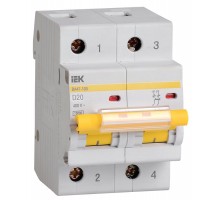 Выключатель автоматический двухполюсный ВА47-100 2Р 20А 10кА х-ка D KARAT  MVA40-2-020-D  IEK