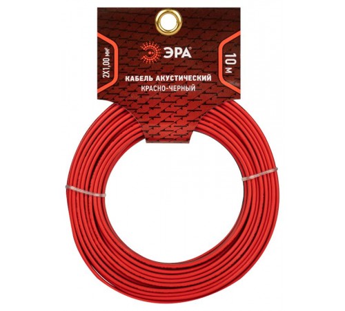 Акустический кабель ЭРА 2х1,00 мм2 красно-черный, 10 м   Б0059292  ЭРА