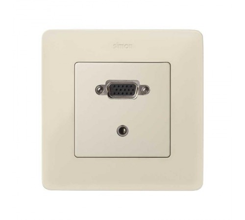 Simon 82 Накладка для коннектора VGA HD15, "мама" + мини-джек 3,5 мм, S82, S82N, S82 Detail, слоновая кость  8200091-031  Simon