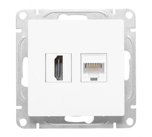 Механизм розетки HDMI+RJ45 (cat5), белый Эпика EKF  UP1-SOW-HDMI+RJ45  EKF