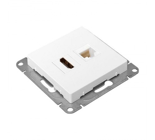 Механизм розетки HDMI+RJ45 (cat5), белый Эпика EKF  UP1-SOW-HDMI+RJ45  EKF