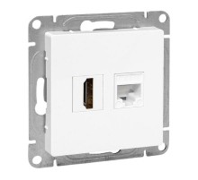 Механизм розетки HDMI+RJ45 (cat5), белый Эпика EKF  UP1-SOW-HDMI+RJ45  EKF