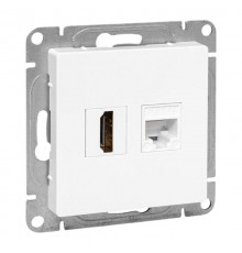Механизм розетки HDMI+RJ45 (cat5), белый Эпика EKF  UP1-SOW-HDMI+RJ45  EKF