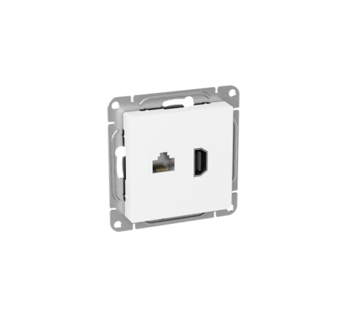 Механизм розетки HDMI+RJ45 (cat5), белый Эпика EKF  UP1-SOW-HDMI+RJ45  EKF