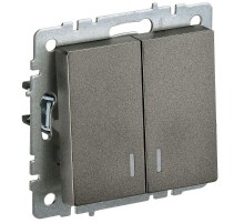 BRITE Выключатель 2-клавишный с индикацией 10А ВС10-2-1-БрТБ темная бронза   BR-V20-1-10-K45  IEK