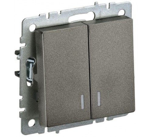 BRITE Выключатель 2-клавишный с индикацией 10А ВС10-2-1-БрТБ темная бронза   BR-V20-1-10-K45  IEK