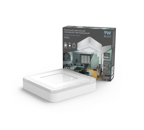 Светильник светодиодный Backlight накладной BL223 Квадрат. Акрил, 6+3W, 4000K, 145*145,  BL223  Gauss