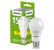 Лампа светодиодная A60 груша 15Вт 230В 3000К E27   LL-A60-15-230-30-E27-G  GENERICA