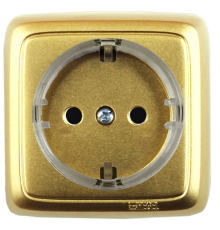 Розетка открытой установки, одноместная, с заземляющим контактом, цвет золото  РА16-171-07  HEGEL