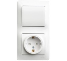 Glossa Белый Блок: Розетка с заземлением со шторками и 1-кл. Выключатель  GSL000170  SE
