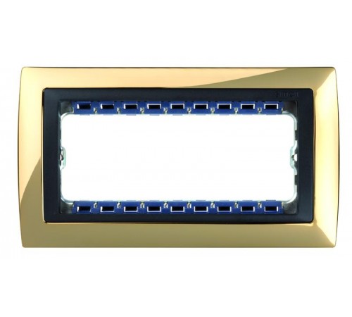Simon 82 Рамка декоративная, (+суппорт), 8 узких (4 широких) модулей, S82C, Металл, золото-графит  82884-66  Simon
