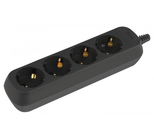 Колодка ЭРА KX-4e-B 4 розетки с заземлением черная   Б0061730  ЭРА