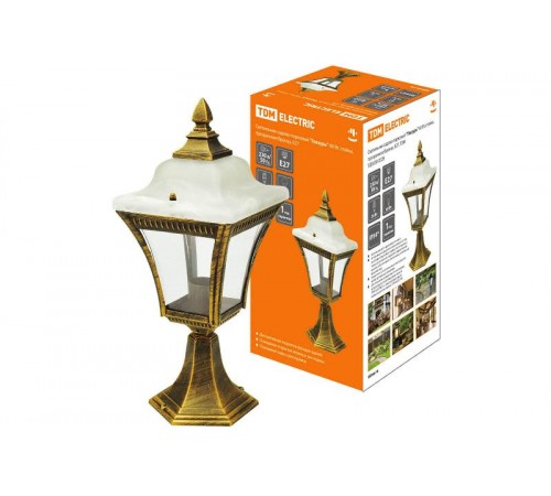 Светильник садово-парковый НПУ Глазурь 60Вт ЛН/КЛЛ/LED Е27 IP54 стойка, прозрачное/бронза  SQ0330-0328  TDM